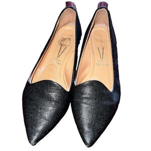 Vizzano black shiny embossed Lizard leather  pointy toe Flats Sz 37